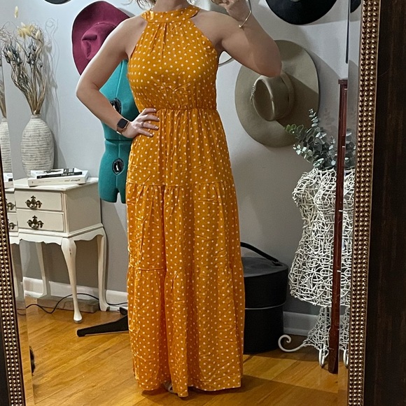 Boho Polka Dot Belted Halter Maxi Dress - Picture 7 of 10